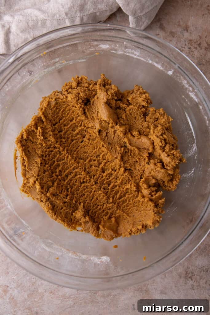 Ready cookie dough for Brown Butter Pumpkin Snickerdoodles