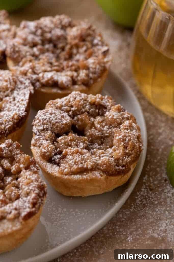 Multiple mini apple pies on a plate