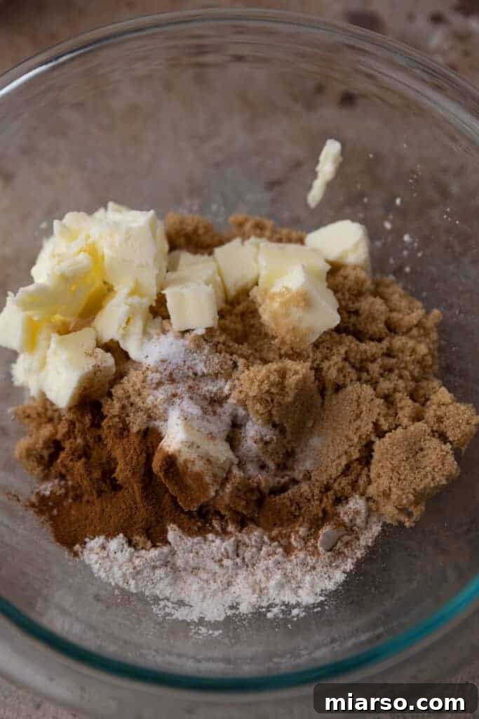 ingredients for crumble topping in a bowl
