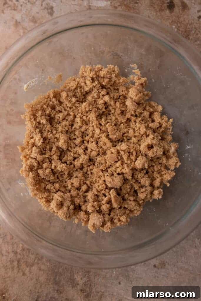 finished crumble topping in a bowl