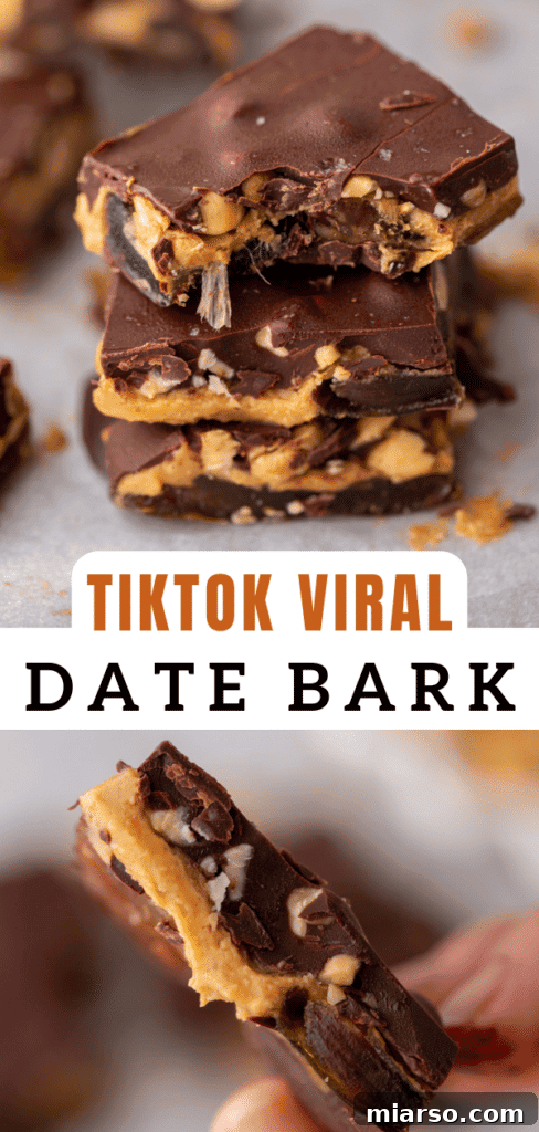 Another Pinterest collage showcasing viral date bark