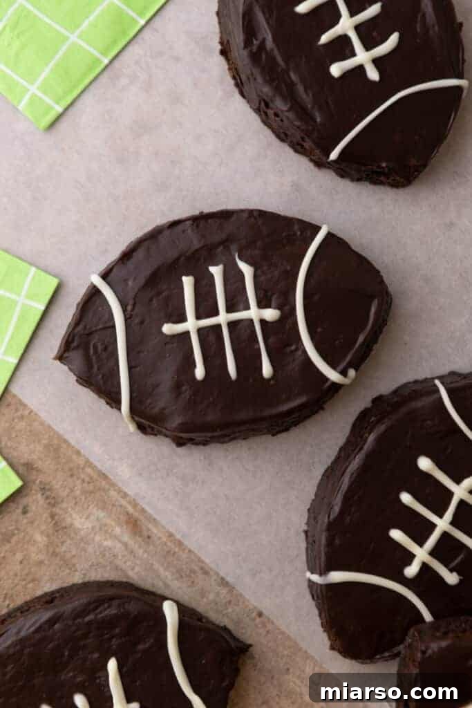 A batch of freshly made football brownies