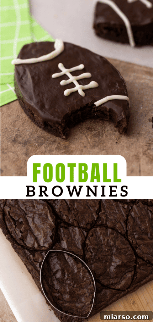 Close-up of a delicious football brownie with white chocolate laces