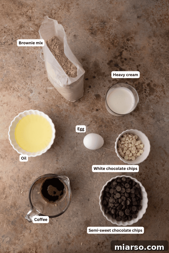 Ingredients laid out on a kitchen counter for making football brownies