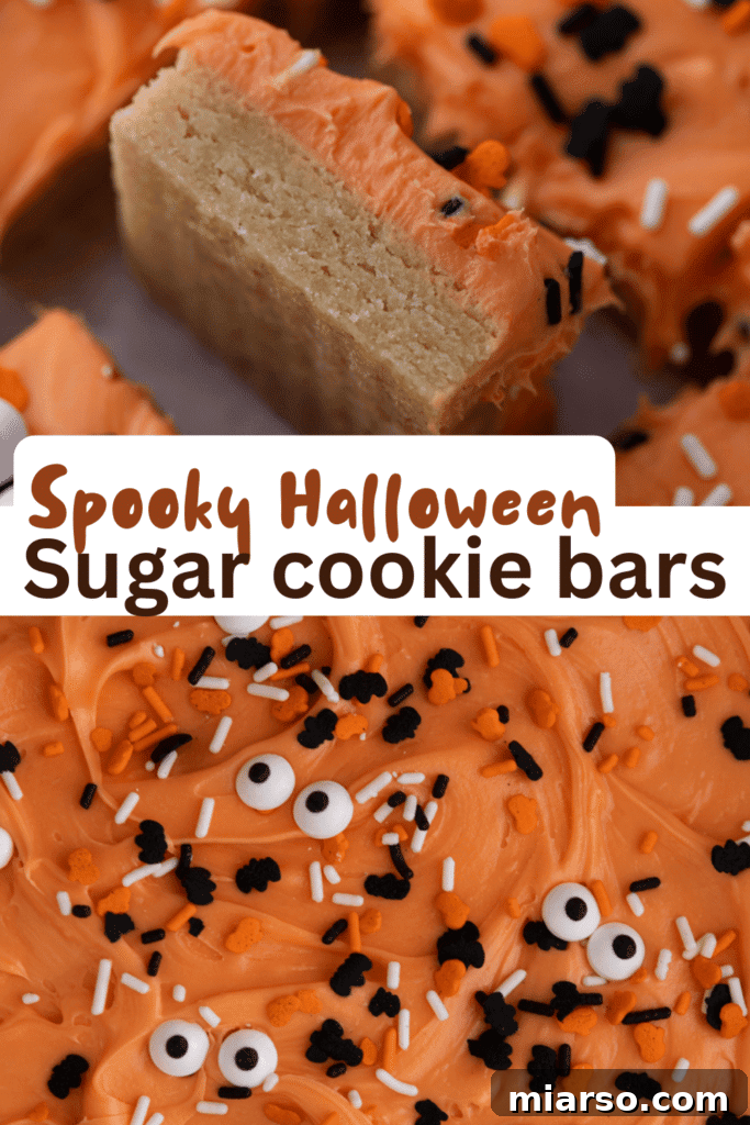 Spooktacularly Simple Halloween Sugar Cookie Bars 15 Close-up of Halloween sugar cookie bars with sprinkles and frosting