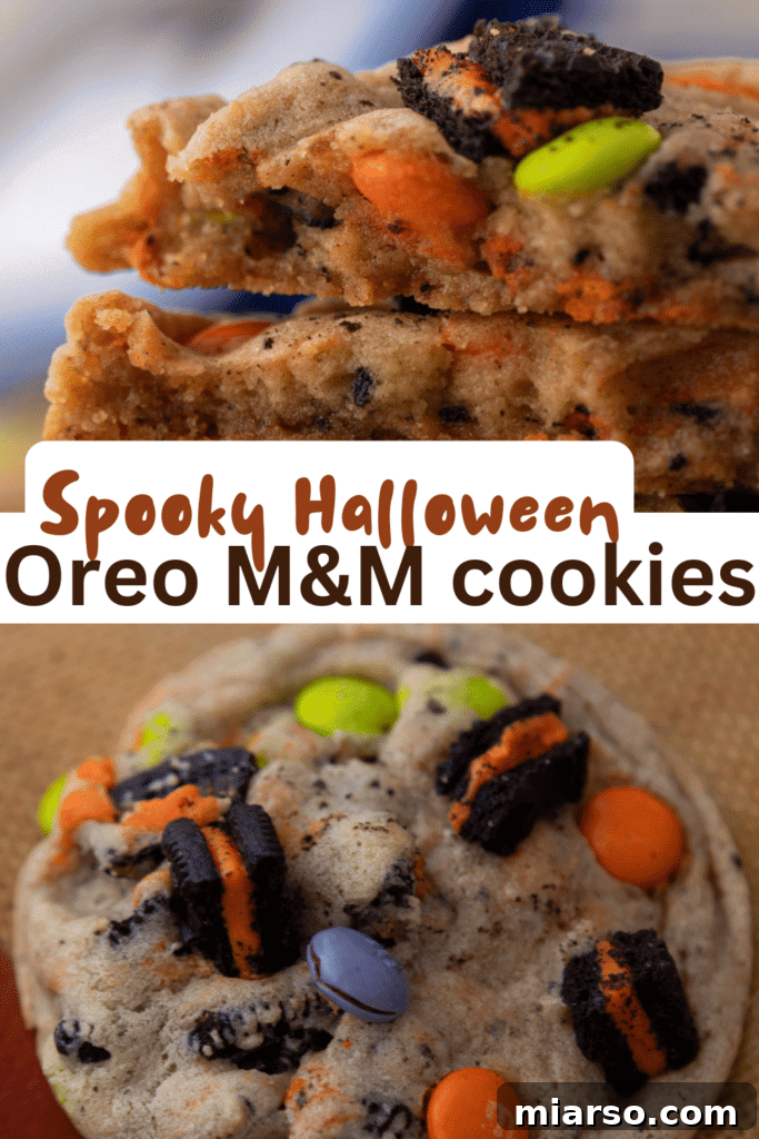 Halloween Oreo M&M's cookies close-up