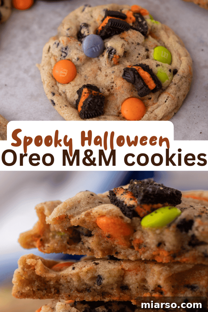Plate of Halloween Oreo M&M's cookies