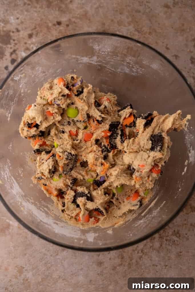 Cookie dough in a bowl before mix-ins
