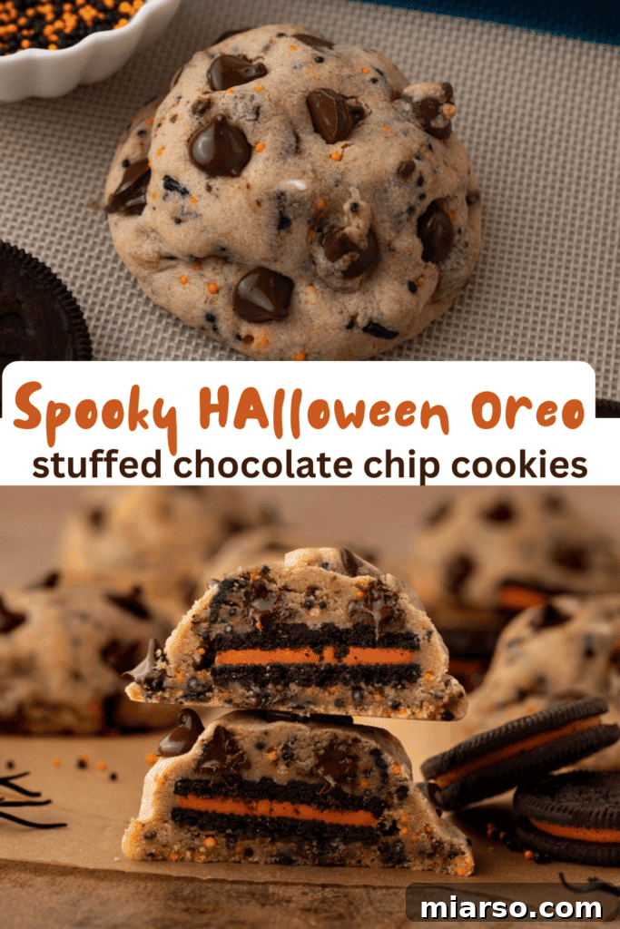 Halloween Oreo stuffed chocolate chip cookies