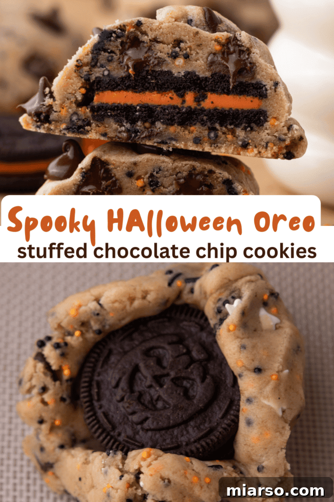 Halloween Oreo stuffed chocolate chip cookies