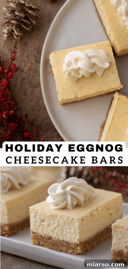 Creamy Eggnog Cheesecake Bars