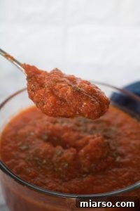 fresh, homemade marinara sauce ready to be served