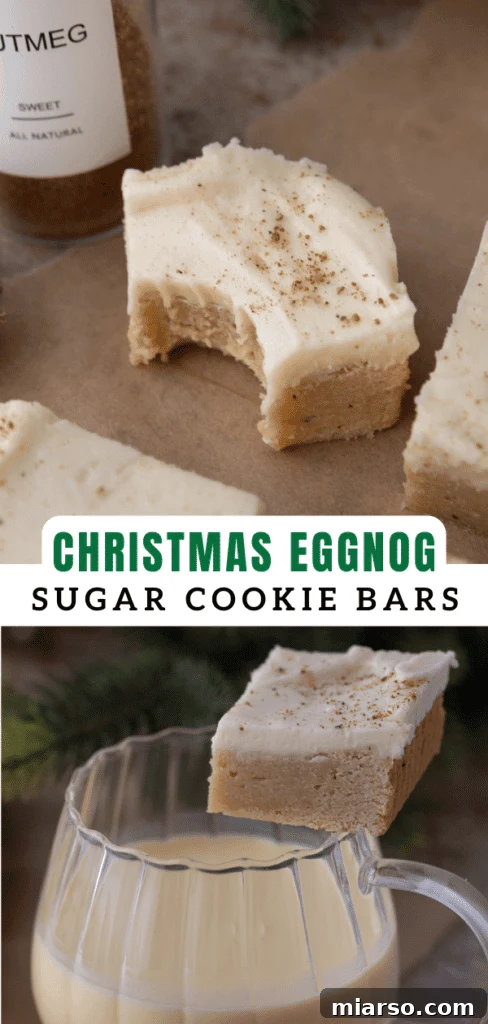 Eggnog cookie bars in a festive setting, perfect for Christmas