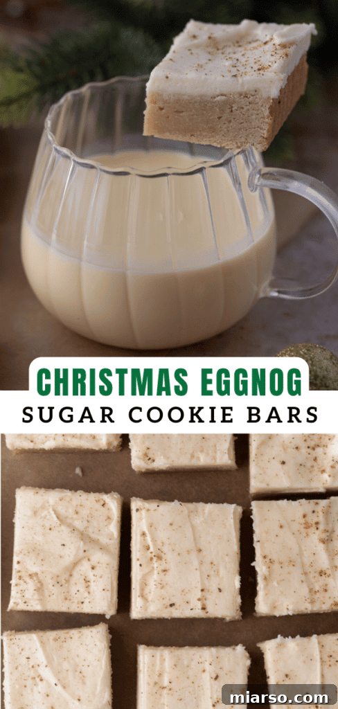 Delicious eggnog cookie bars with creamy frosting, a perfect holiday dessert