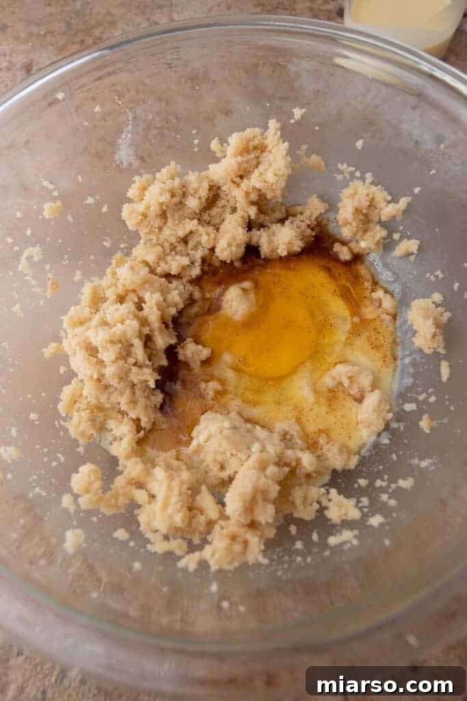 Creamed butter and sugar in a mixing bowl