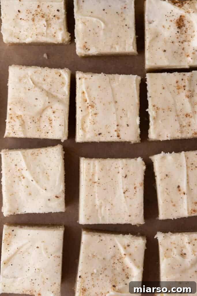 Baked Eggnog Sugar Cookie Bars cooling in the pan
