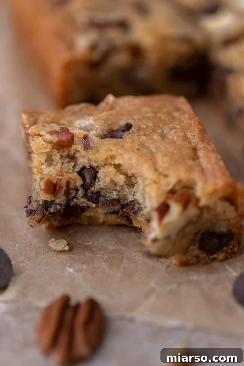 Pecan chocolate chip blondies