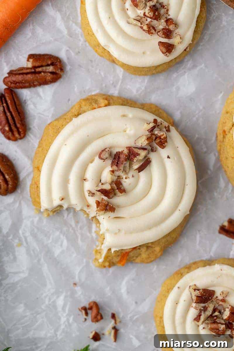 Overhead Crumbl carrot cake cookies