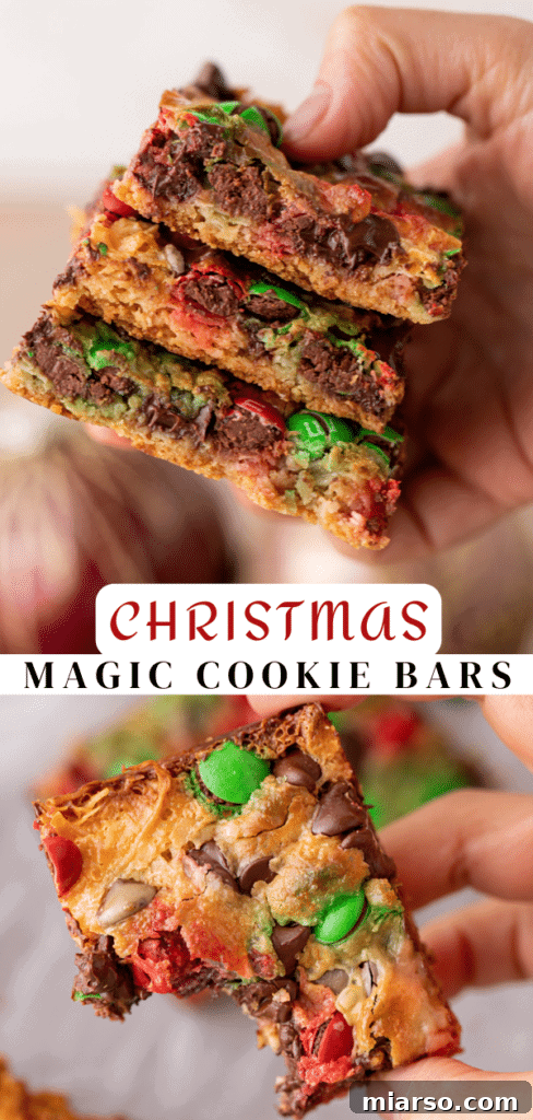 Pinterest collage featuring Christmas magic cookie bars for easy sharing