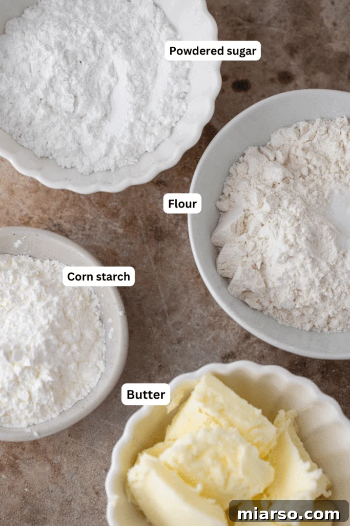 ingredients for the melting moments cookies