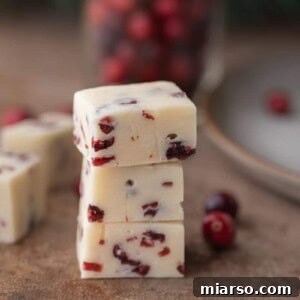 Delicious Cranberry White Chocolate Fudge squares