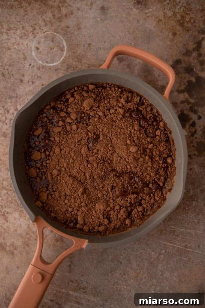 Ultimate Homemade Mocha Coffee Syrup 5 Dry mocha and coffee powder combined in a saucepan before heating.
