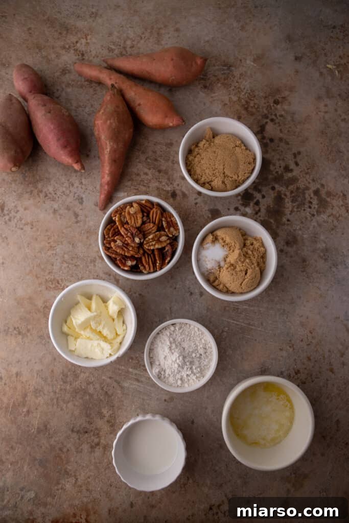 Pecan-Topped Sweet Potato Perfection 3 ingredients for the sweet potato casserole with pecans