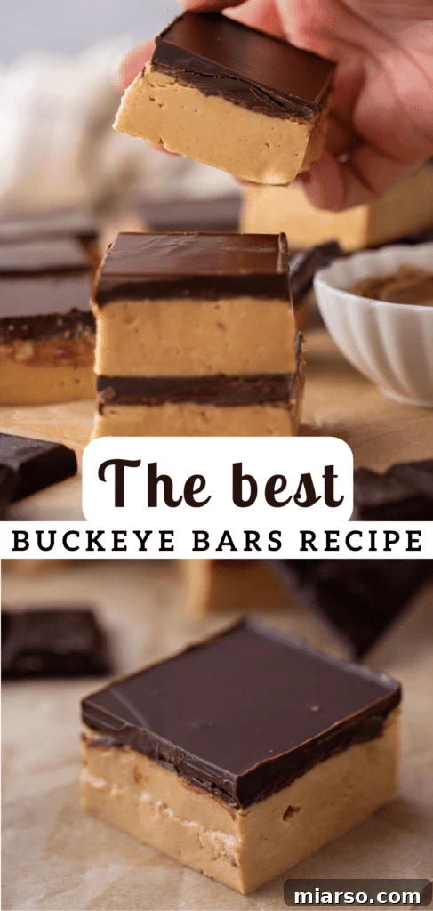 Pinterest pin for the buckeye bars recipe