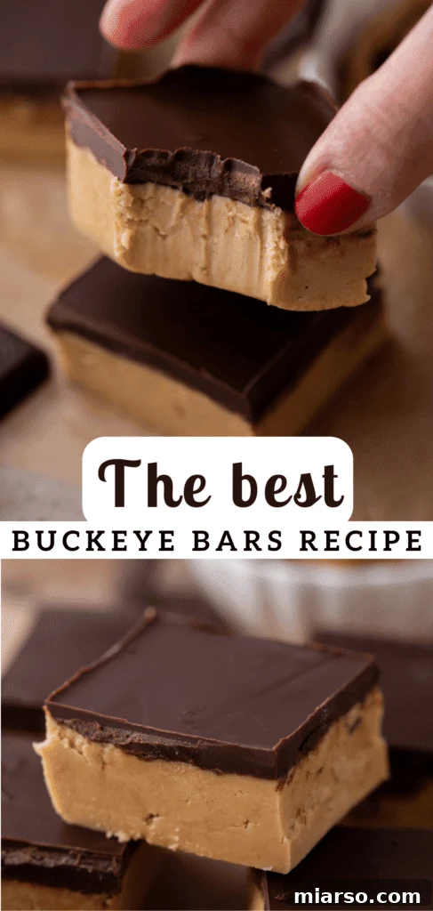 Pinterest pin for the buckeye bars recipe