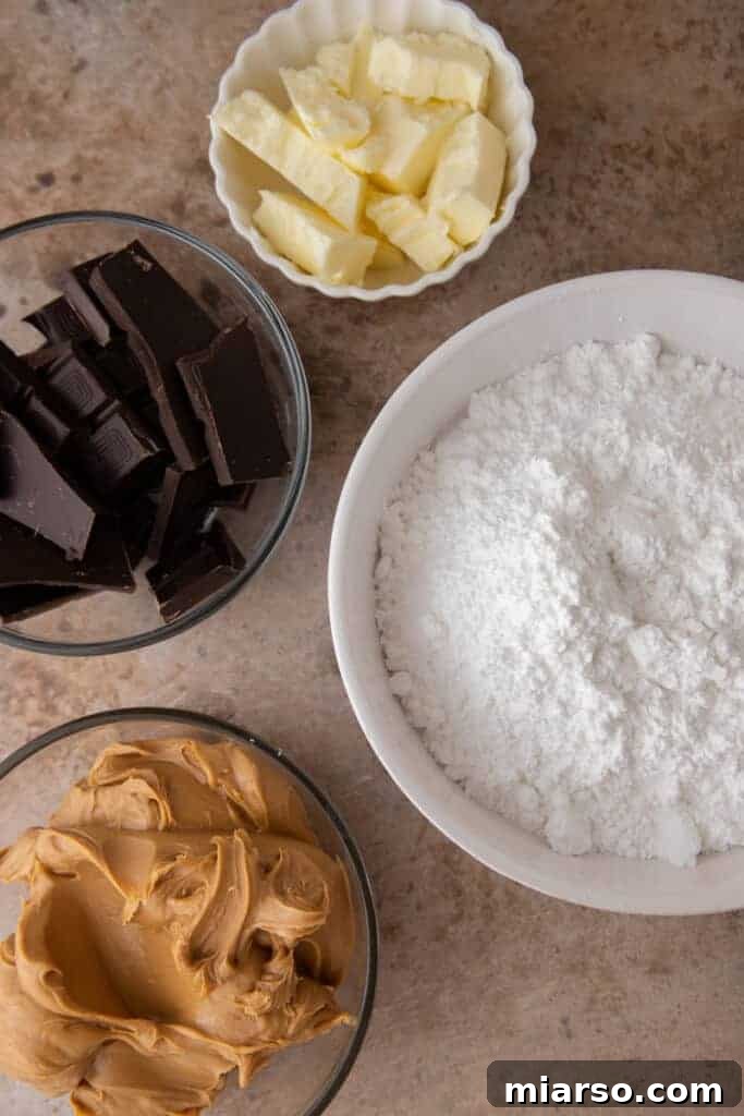 ingredients for the buckeye bars recipe