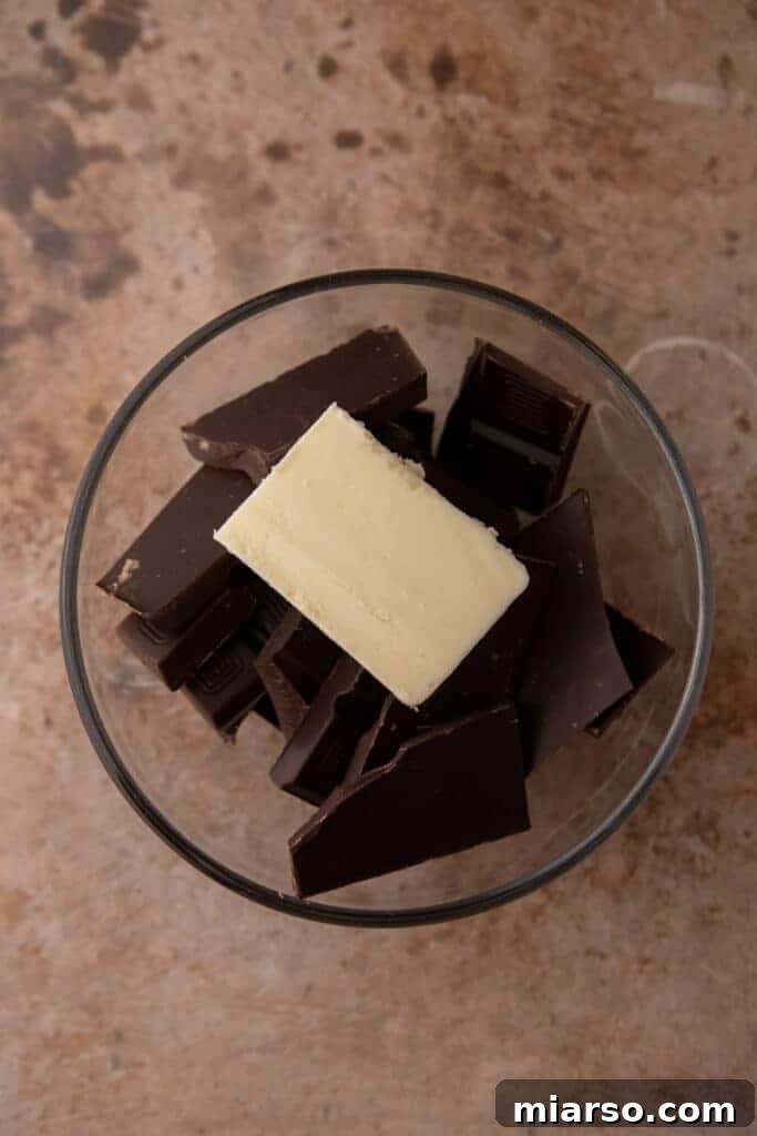 ingredients for the chocolate layer of the buckeye bars recipe in a bowl