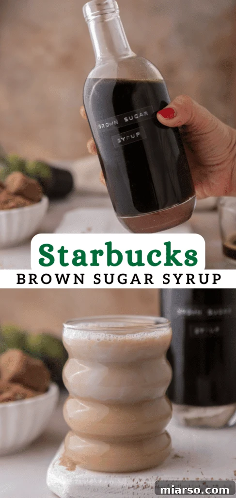 Close-up of Starbucks Brown sugar syrup being mixed into a drink.