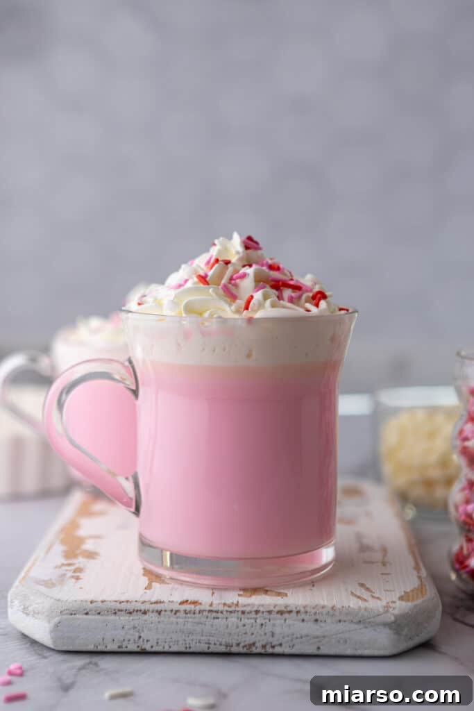 Valentine's Day Hot Chocolate, a cozy pink beverage for kids