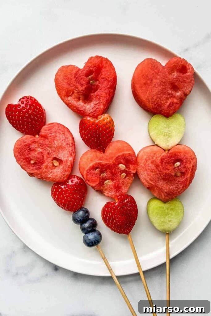Heart Fruit Kabobs, a fun and healthy Valentine's treat