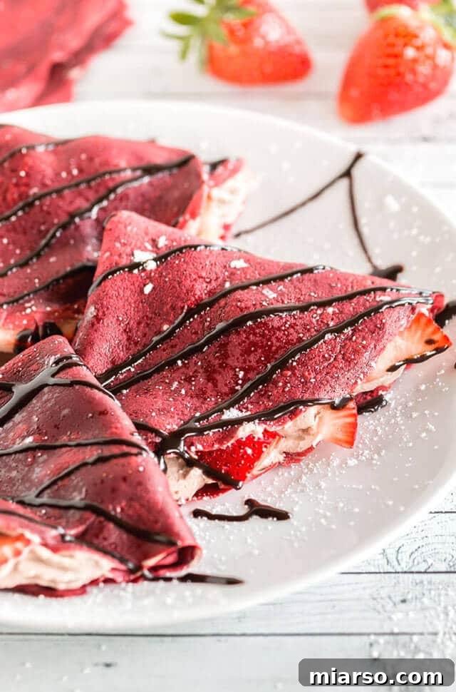 Valentine's Day Crepes, a sweet red velvet breakfast