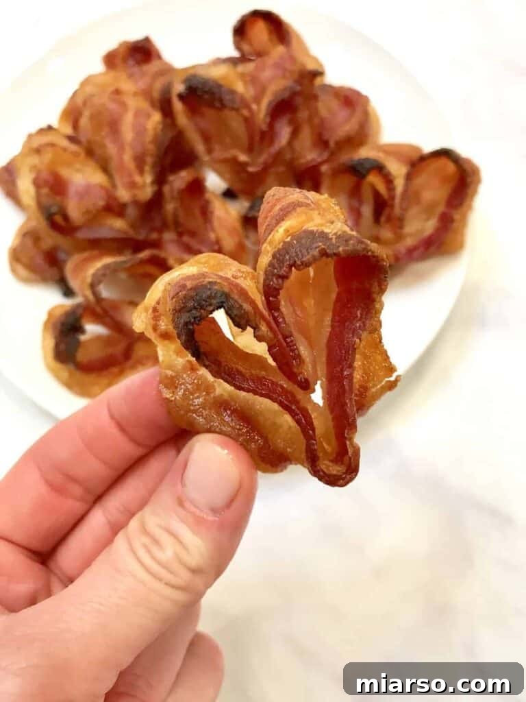 Heart-shaped bacon for a festive Valentine's Day breakfast