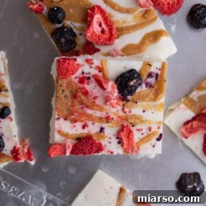 Protein Packed Cottage Cheese Freezer Bark 11 overhead shot of multiple frozen cottage cheese bark squares