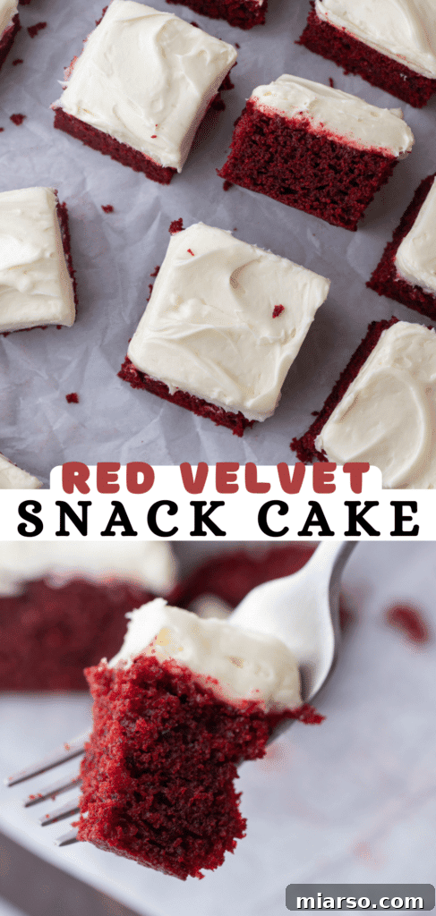 pinterest pin for the red velvet snack cake recipe