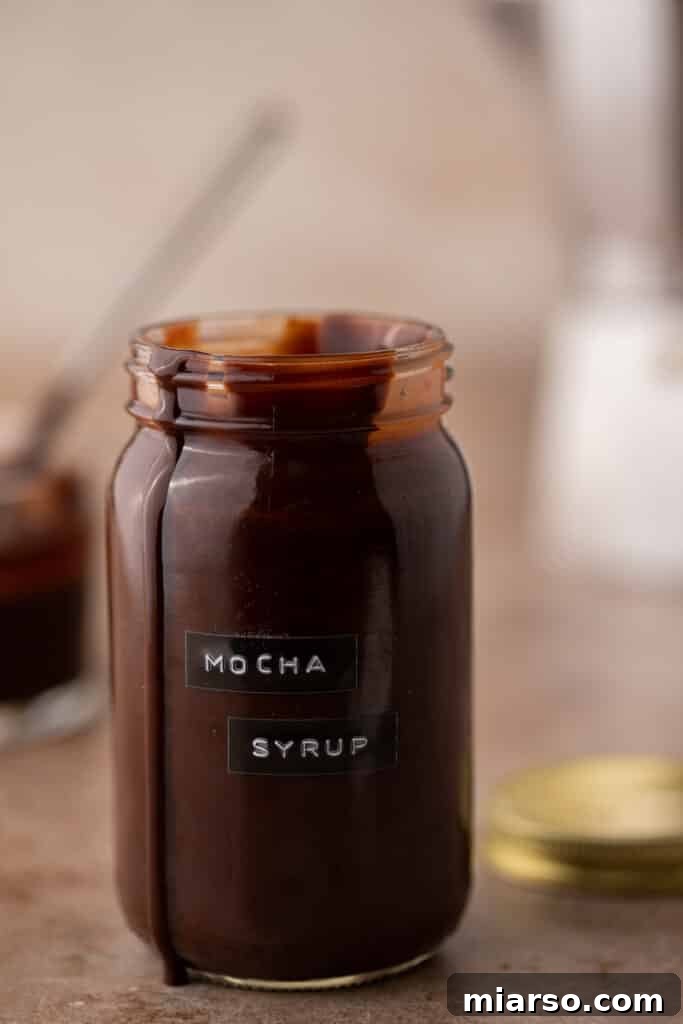 mocha syrup in a jar