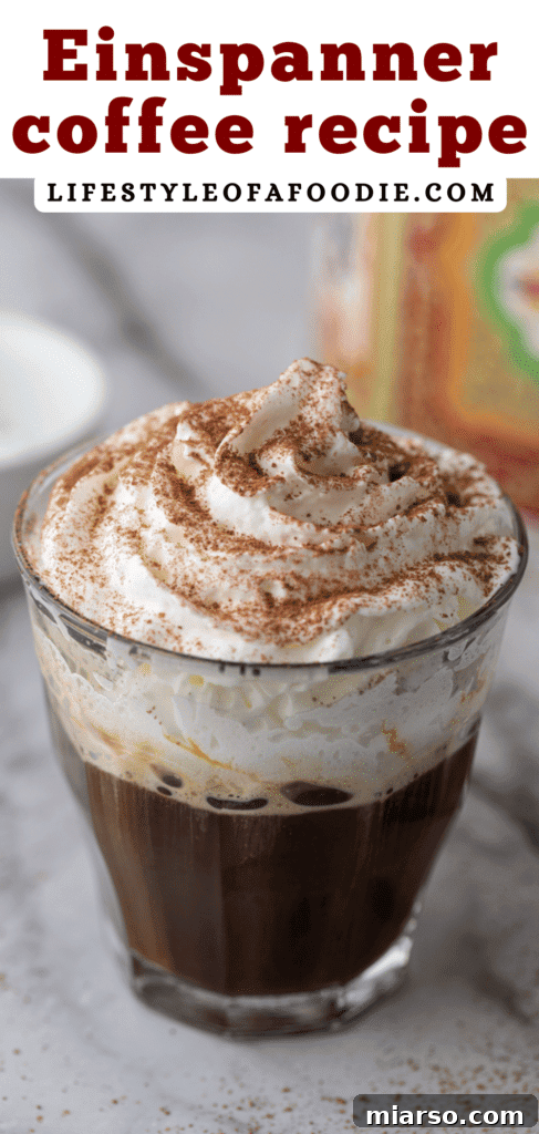 The Ultimate Einspanner Coffee with Velvety Whipped Cream 12 pinterest pin of einspanner coffee recipe idea