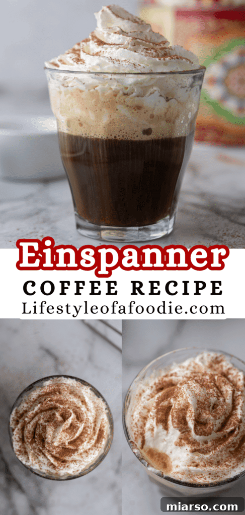 The Ultimate Einspanner Coffee with Velvety Whipped Cream 13 pinterest pin of einspanner coffee recipe for home baristas