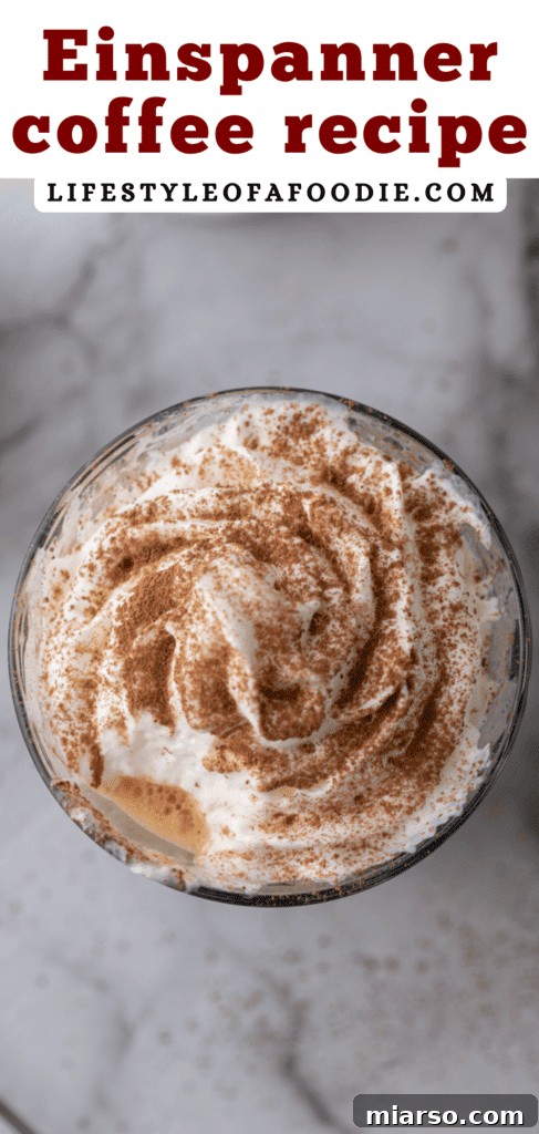The Ultimate Einspanner Coffee with Velvety Whipped Cream 14 pinterest pin of einspanner coffee recipe step by step