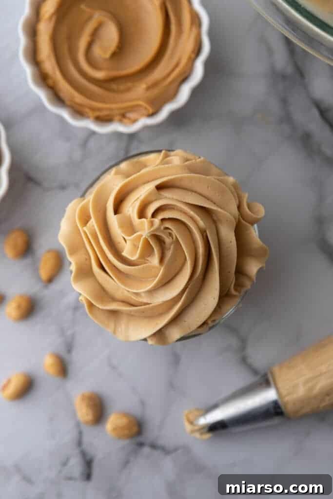 overhead shot of how to make peanut butter icing in a cup