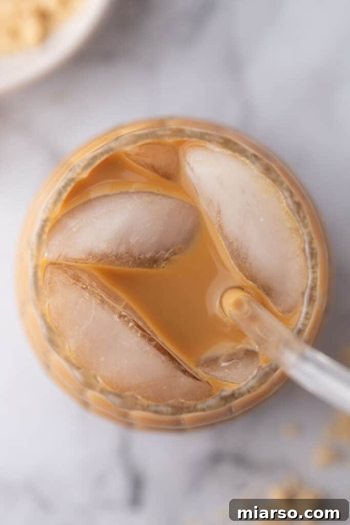overhead shot of the beverage 