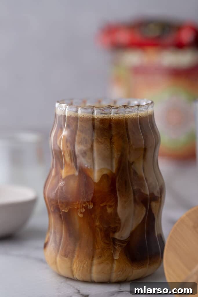 side shot of the brown sugar iced coffee recipe
