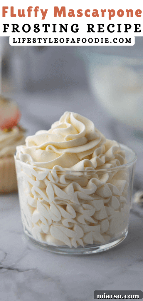 Mascarpone Frosting Perfection 12 pinterest pin for the mascarpone cake frosting recipe