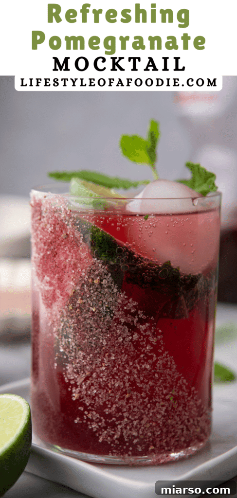 pinterest pin of the pomegranate mocktail recipe