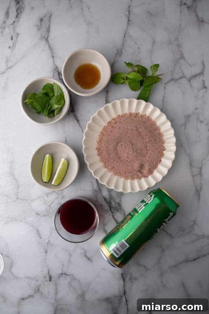 ingredients for the pomegranate mocktail recipe