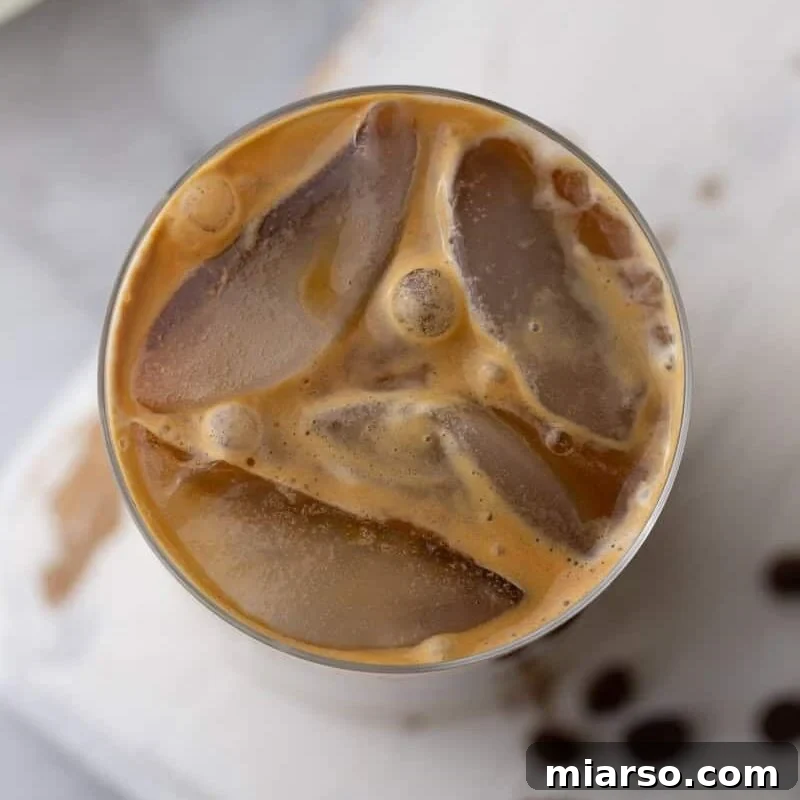 Decadent Homemade Spanish Latte Recipe 2 overhead shot of the spanish latte recipe