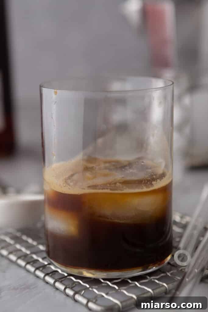 espresso and ice in a glass